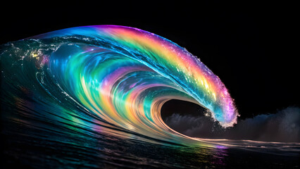 vibrant, swirling wave of iridescent colors creates stunning visual display