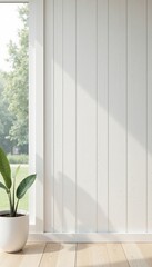 Fototapeta premium Close-up shot of clean white wood panels with a natural grain texture in a modern interior, wood, panels, natural