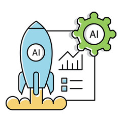 New Company Ai Automation Business Startup Vector Icon Design