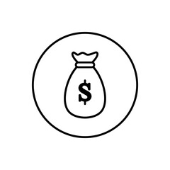 Vector icon of money bag, money storage symbol flat design.