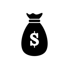 Vector icon of money bag, money storage symbol flat design.