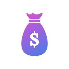 Vector icon of money bag, money storage symbol flat design.