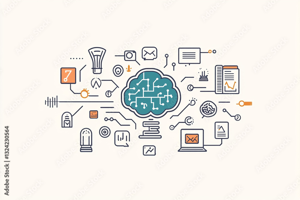Poster abstract cloud computing network digital technology illustration web data ideas server online design