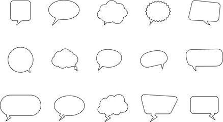Obraz premium Speech bubble line icon set. Set of blank white speech bubble in flat design, chatting box, message box icon. Balloon doodle style of thinking sign symbol.