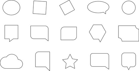Speech bubble line icon set. Set of blank white speech bubble in flat design, chatting box, message box icon. Balloon doodle style of thinking sign symbol.