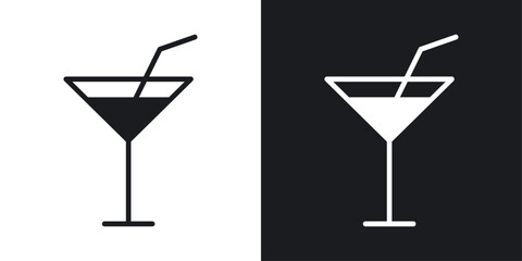 Cocktail Icons vectors set for web designs in black colors