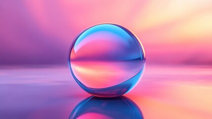 A smooth, circular object, its surface reflecting light with a gradient of color, sits majestically against a studio backdrop, bathed in soft, even illumination, creating a striking image for product