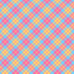 Colorful plaid repeat pattern.Multicolor gingham checkered tartan seamless pattern in blue pink yellow orange.Geometric graphic vector illustration background design for fabric and prints.