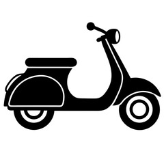 Black and White Silhouette of a Classic Retro Scooter
