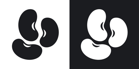 Kidney plant bean Icons vectors set for web designs in black colors