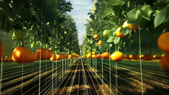 Technological Orange Grove: A Futuristic Harvest