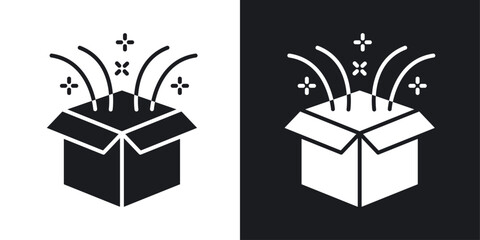 Open gift box Icons vectors set for web designs in black colors