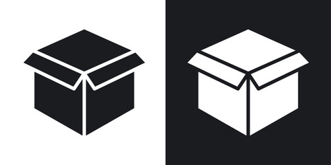 Open box Icons vectors set for web designs in black colors