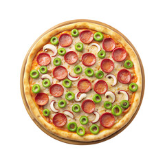 Deliciously Fresh: A Colorful Medley of Toppings on a Perfectly Baked Pizza