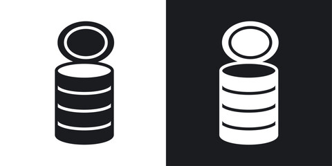 Open tin can Icons vectors set for web designs in black colors