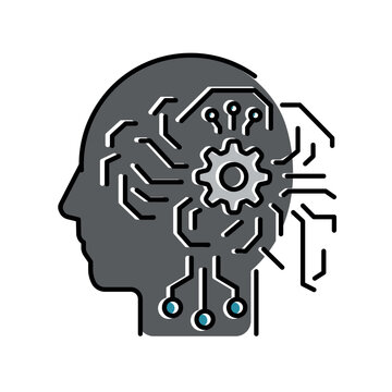 Machine Learning color line icon for digital and print projects.