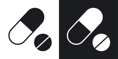 Pills Icons vectors set for web designs in black colors