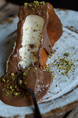 The popular San Sebastian cheesecake. It is also known as burnt cheesecake. A delicious homemade dessert.