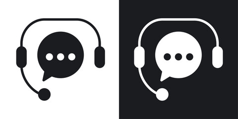 Support service Icons vectors set for web designs in black colors