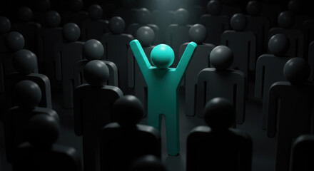 Obraz premium Stand Out: Celebrate Uniqueness & Success! Be a Leader Among the Crowd. Individualism, Achievement & Recognition in Business & Life