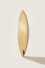 Beige surfboard on beige background. Studio shot