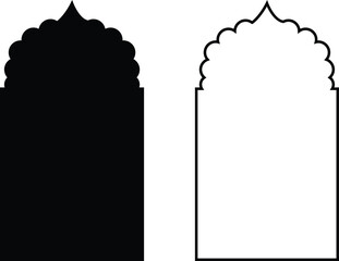 Islamic Window and Arch Frame Collection with Transparent Background – Traditional Mosque Door, Arabic Architecture, Ornamental Outline Designs for Vector Graphics