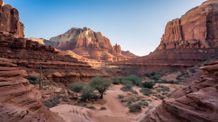 Scenic Desert Landscape with Red Rock Formations