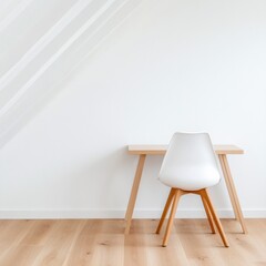 Minimalist Nordic Workspace Scandinavian Design Meets Functional Elegance in Serene Home Office Aesthetic with Modern Wooden Furniture