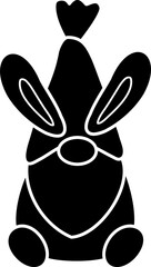 Cute Spring Easter gnome decorated with bunny ears black silhouette. 
Easter Gnome silhouette flat vector. 
Good for greeting card,poster, banner,craft and DIY.
Transparent background.