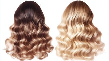 Fototapeta premium Beautiful blonde model with medium length hair showcasing elegant waves in a softly lit studio setting