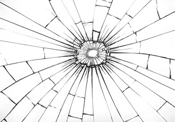 Obraz premium Broken Glass Texture, Shattered Window Crack Background, High-Resolution Bullet Hole Pattern