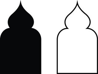 Islamic Window and Arch Frame Collection with Transparent Background – Traditional Mosque Door, Arabic Architecture, Ornamental Outline Designs for Vector Graphics