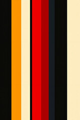 A close up of a red, yellow, black and white striped wall