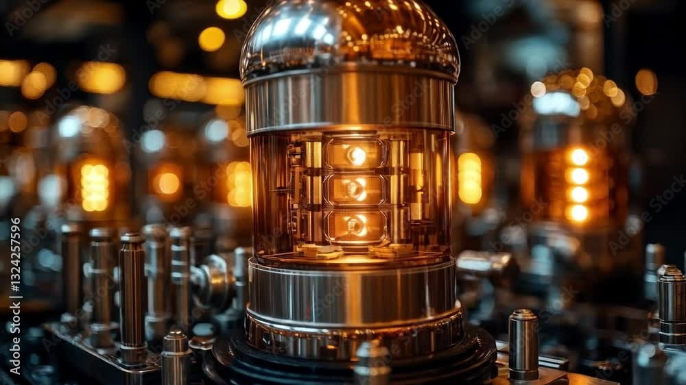 Aufkleber A close-up view of a quantum computing setup featuring intricate qubit circuits.