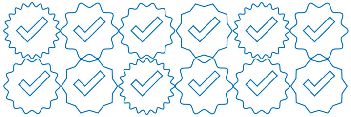 Checkmark in circle icon set. Checkmark tick icon set. Line and glyph check mark