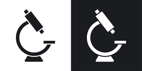 Microscope icons in flat vector style
