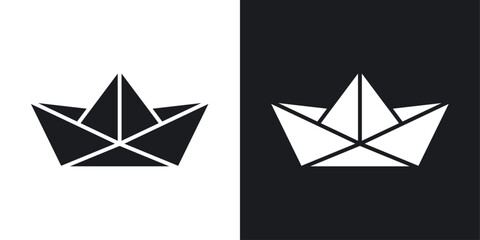 Paper boat icons in flat vector style