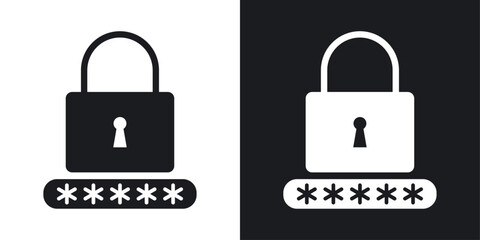 Password icons in flat vector style