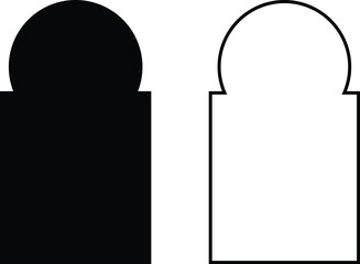 Islamic Window and Arch Frame Collection with Transparent Background – Traditional Mosque Door, Arabic Architecture, Ornamental Outline Designs for Vector Graphics