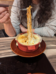 Japanese cheese and meat fondue