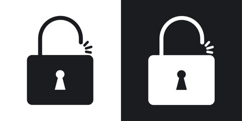 Unlock icons in flat vector style