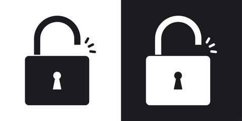 Unlock icons in flat vector style