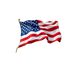 Fototapeta premium American Flag Waving Majestically Against a White Background