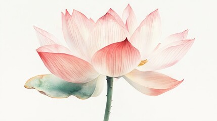 A pretty watercolor painting of a lotus flower, artistically drawn in 3D.
