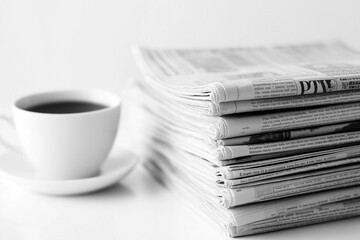 Morning coffee and newspapers on a simple table