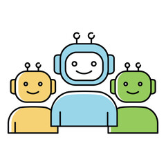 Fototapeta premium AI-Powered Business Team and Smart Collaboration Vector Icon Design