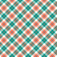 Colorful plaid repeat pattern.Gingham checkered tartan seamless pattern in green and orange.Geometric graphic vector illustration background design for fabric and print. 