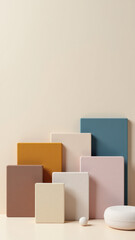 A collection of acoustic wall panels in various colors displayed against a gradient background.
