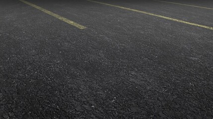 Asphalt surface with yellow parking lines in empty lot capturing urban simplicity