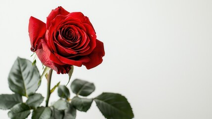 Red Rose on White Background (4)